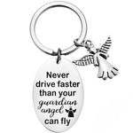 Guardian Keychain Never Drive Faster Than Your Angel Can Fly