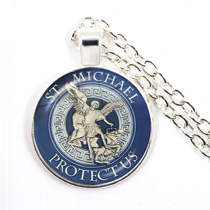 St Michael Crystal Pendant Necklace