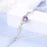 925 Sterling Silver Zirconia Angel Wings Heart Bracelet