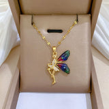 Butterfly Flower Fairy Elf Angel Wings Necklace