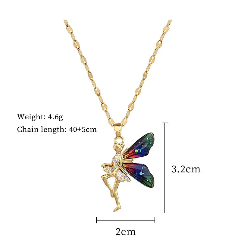 Butterfly Flower Fairy Elf Angel Wings Necklace