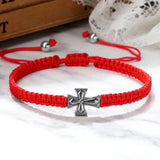 Silver Charm Jesus Cross Handmade Braid Bracelet