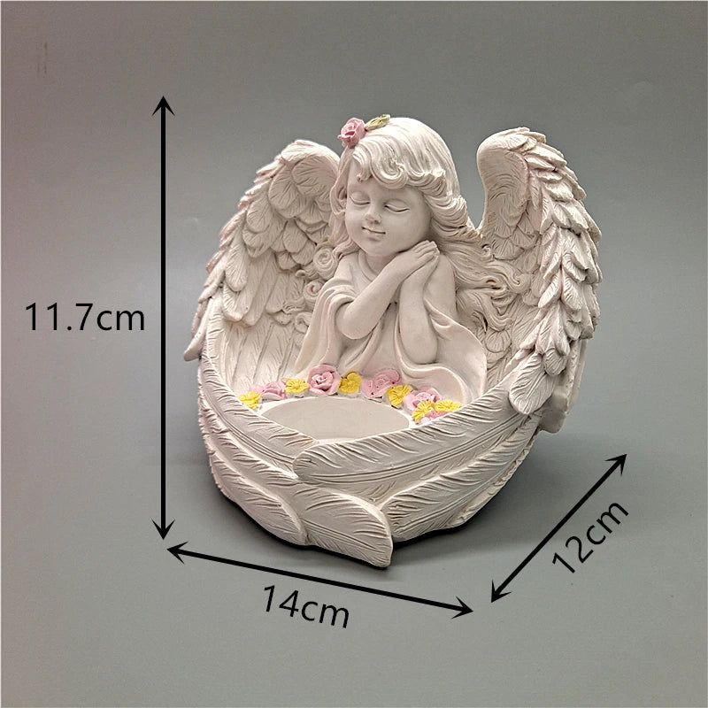 Resin Praying Guardian Wings Angel Candle Holder