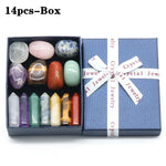 14 PCs Quartz Crystal Polished Gemstones Gift Box