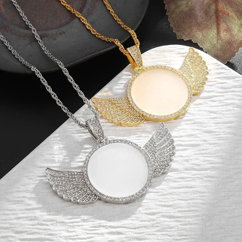 Angel Wings Mirror Ice Crystal Necklace