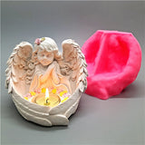 Resin Praying Guardian Wings Angel Candle Holder