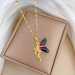 Butterfly Flower Fairy Elf Angel Wings Necklace