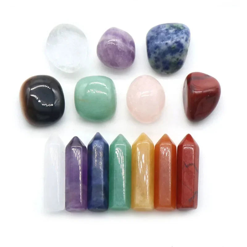 14 PCs Quartz Crystal Polished Gemstones Gift Box