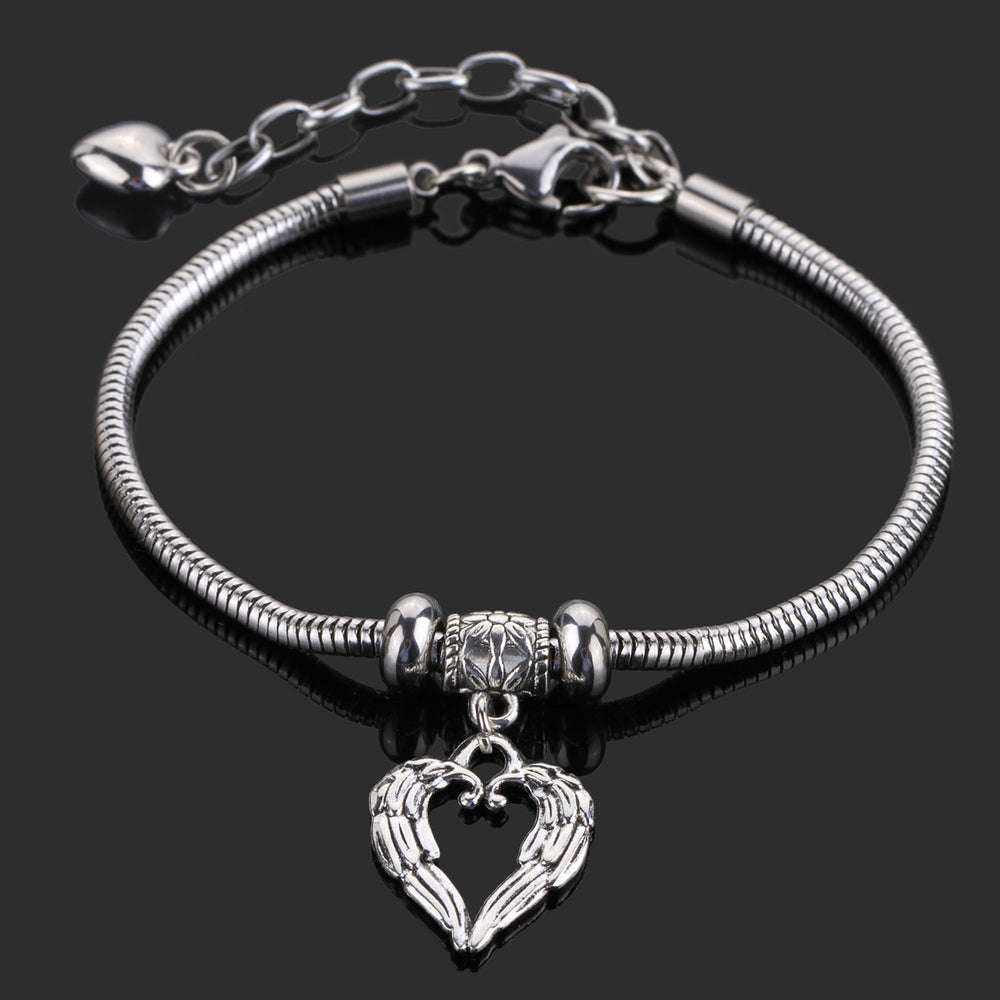 Silver Angel Wing Love Bracelet