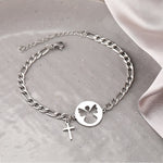 silver/Golden guardian angel and cross remembrance memorial mum bracelet
