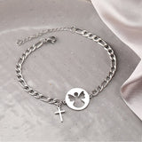 silver/Golden guardian angel and cross remembrance memorial mum bracelet