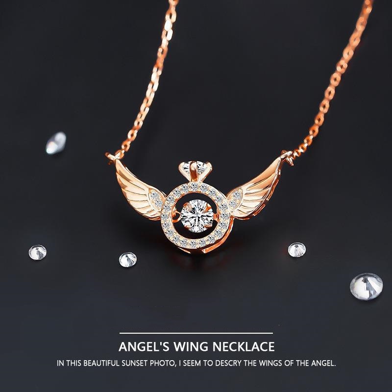 Guardian Angel Charm Rhinestone Necklace