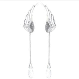 Silver Plated Angel Wing Drop Earrings