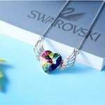 Silver Angel Wing Heart Necklace