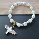 My Guardian Angel Wing Cross Beaded Bracelet