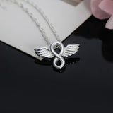 925 Sterling Silver Angel Wings Pendant Necklace